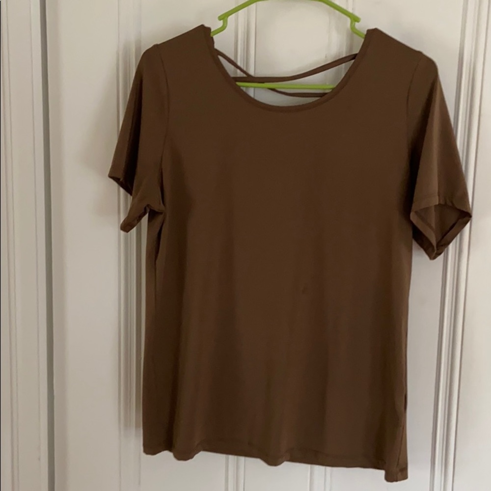 Coffee colored cross back workout top